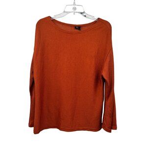 Vonda Womens Ribbed Lightweight Sweater Long Sleeve Orange Size Large New